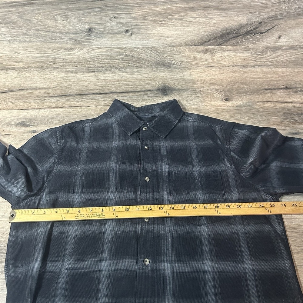 7 Diamonds Men Long Sleeve Corduroy Button Down Shirt Sz XL Gray Black Plaid - Picture 6 of 7